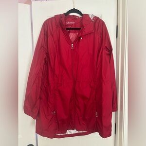 Calvin Klein Women's Red Rain Jacket - Never Worn. XXL ❤️